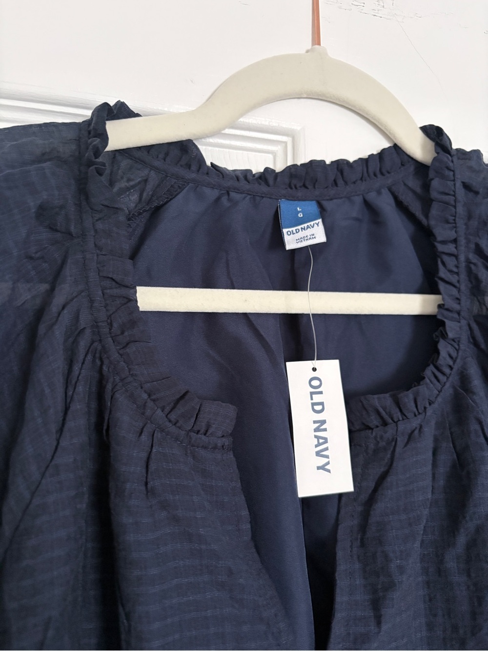 Old Navy Navy Blue Ruffled Neck Dress